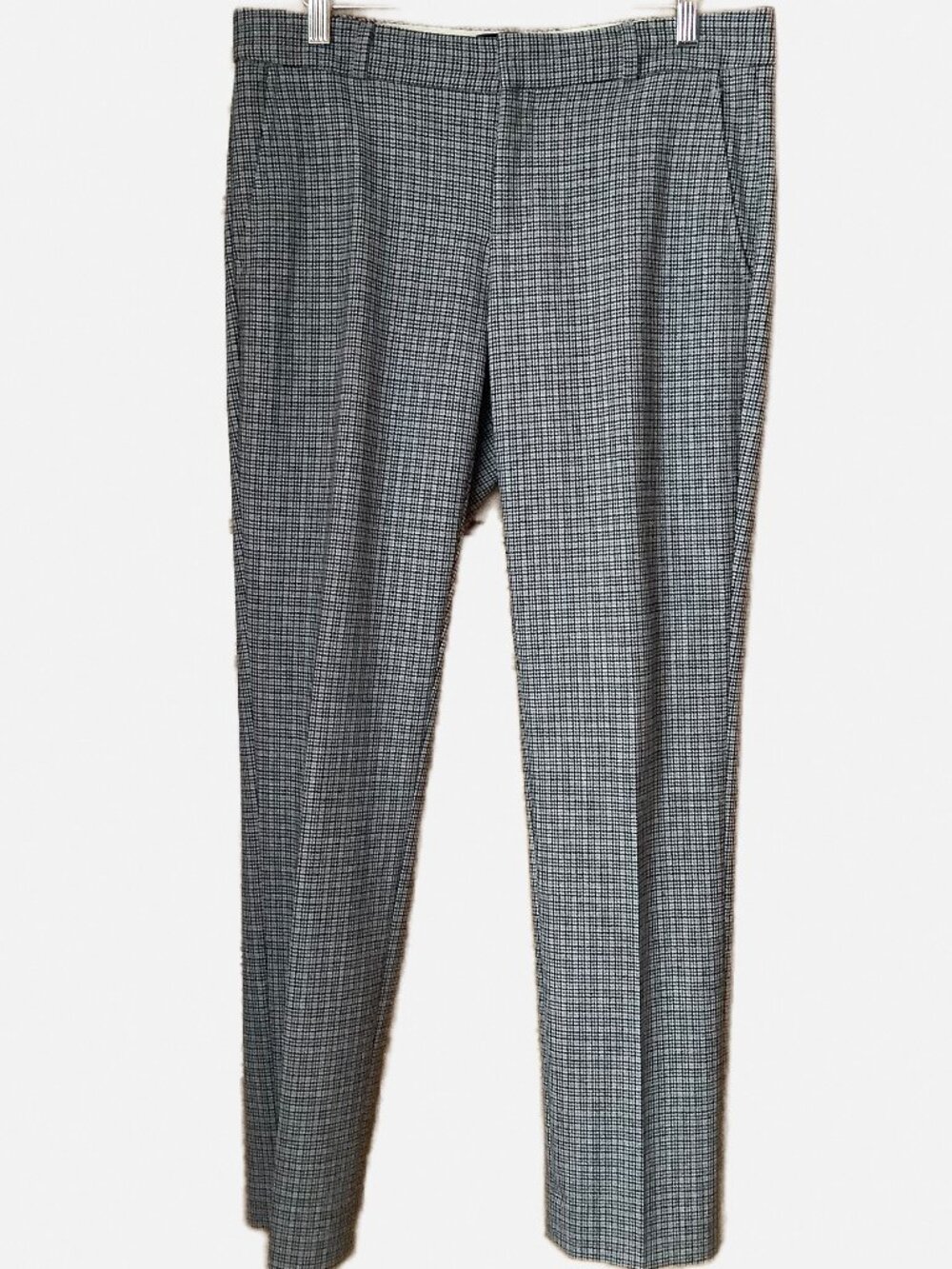 Banana Republic Ryan Fit Wool Blend Pants Black Gray Glen Plaid Trousers 2